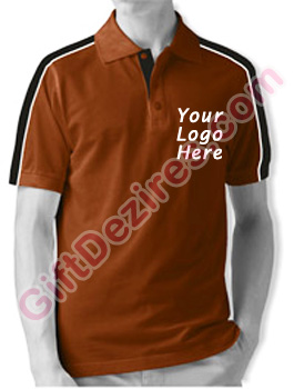 Designer Chestnut Brown and Black-White Color Polo T Shirts With Company Logo